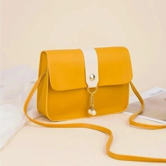 ⚠️Clearance Yellow Color Block Square Crossbody Bag - Picture 4 of 5